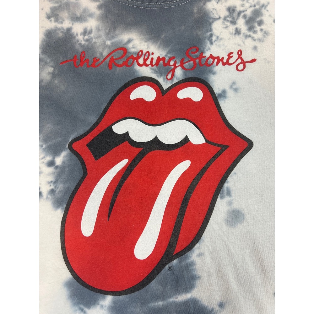 The Rolling Stones Tie Dye Graphic T-Shirt Blue White Tongue Logo Mens Large‎